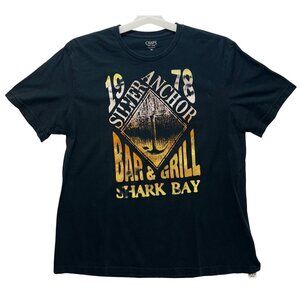 Chaps Mens Silver Anchor Shark Bay Graphic T-Shirt XL 100% Cotton Black faded